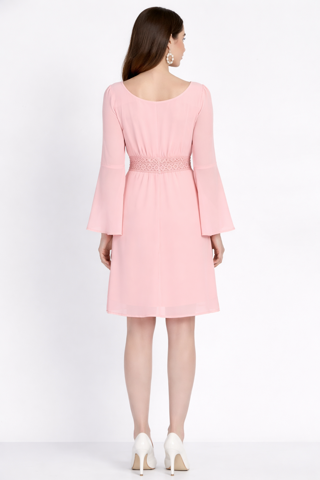 Pink Lace Work Dress with Lining