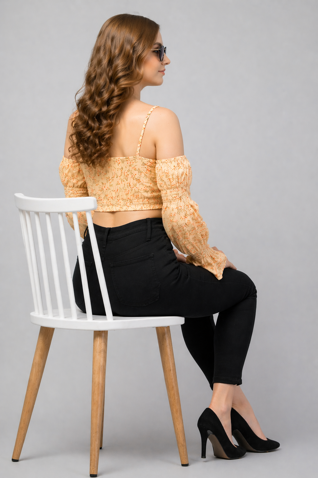 Orange One Shoulder Georgette Top