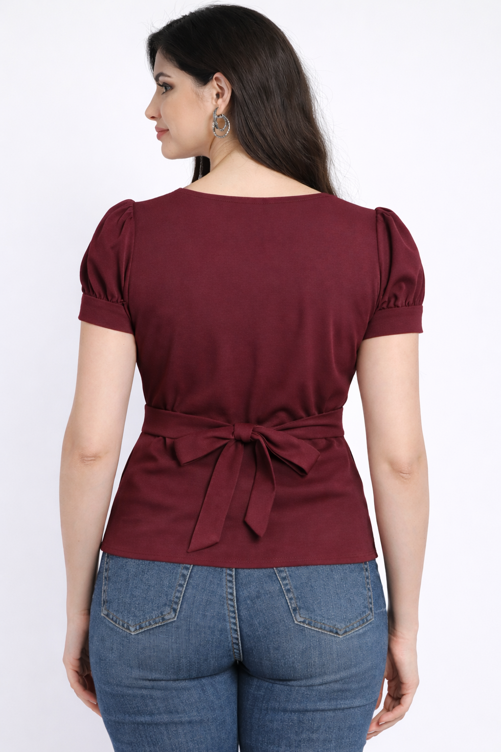 Wine Cotton Blended Top