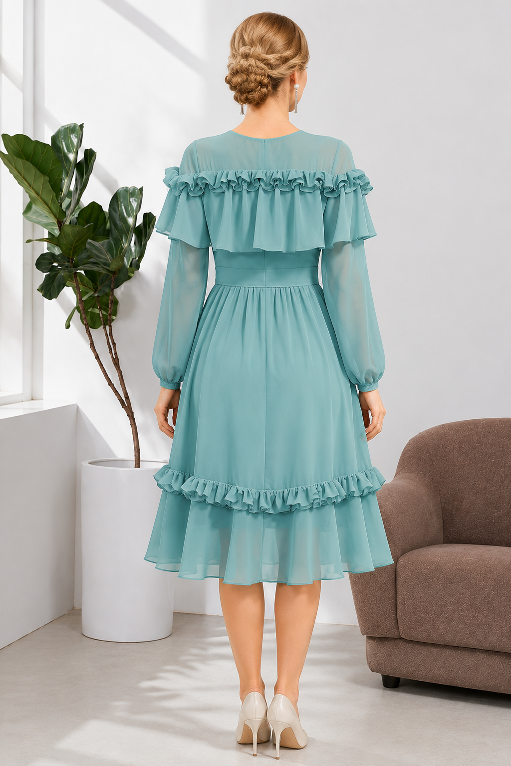 Premium Vista Fabric Sky Blue Dress