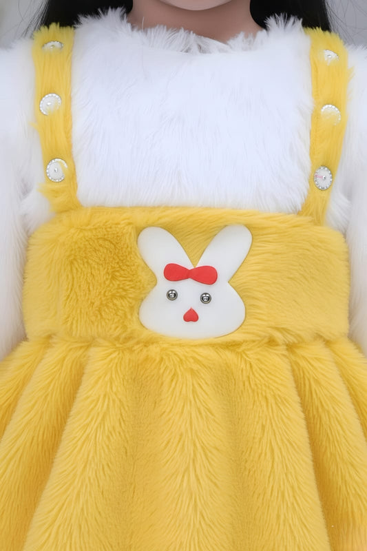 Yellow & White Bunny Dress with Hat