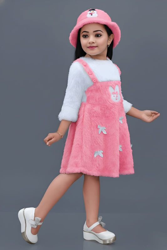 Pink & White Bunny Dress with Hat