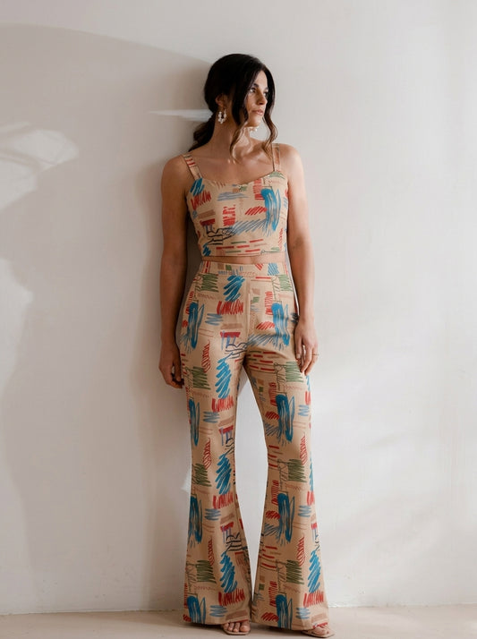 Beige Printed Co-Ord Set