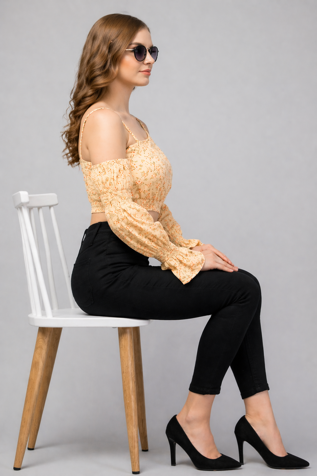 Orange One Shoulder Georgette Top