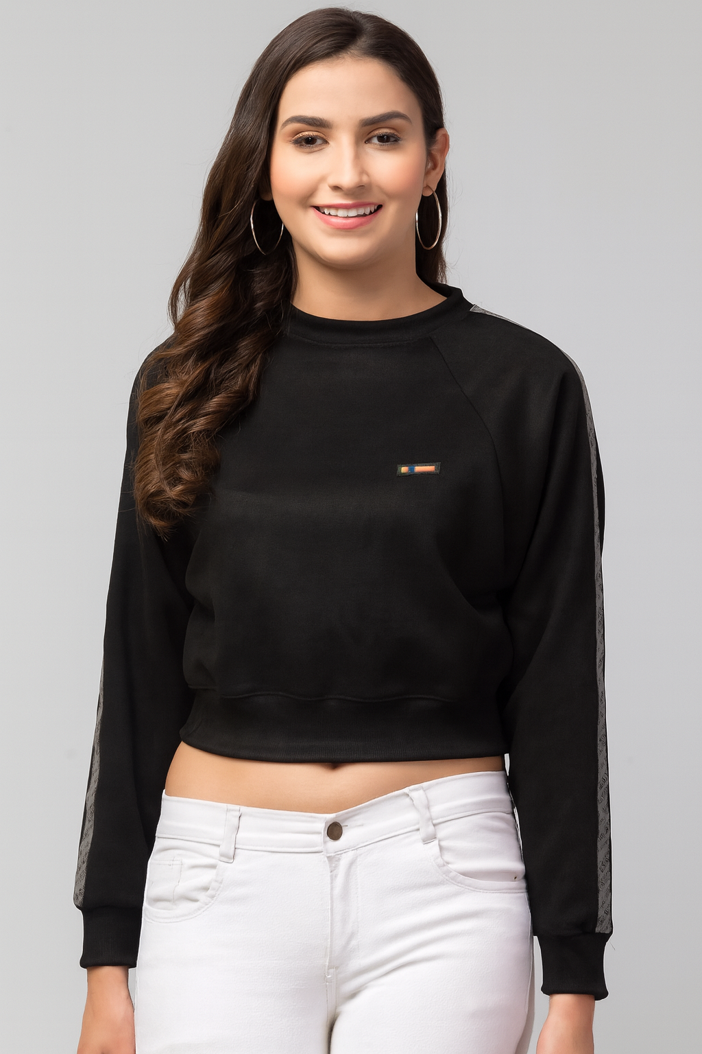 Black Fleece Fabric Sweat Shirt