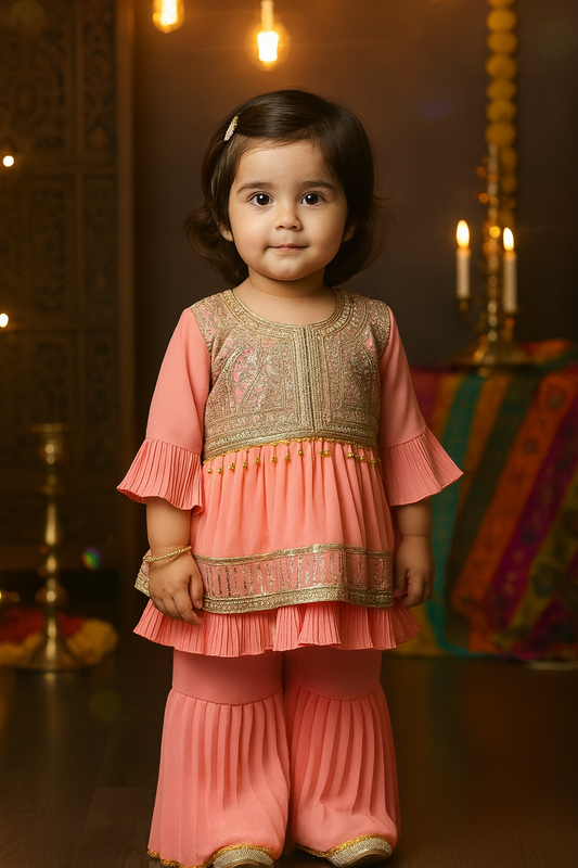 Pink Sharara Pajama Set