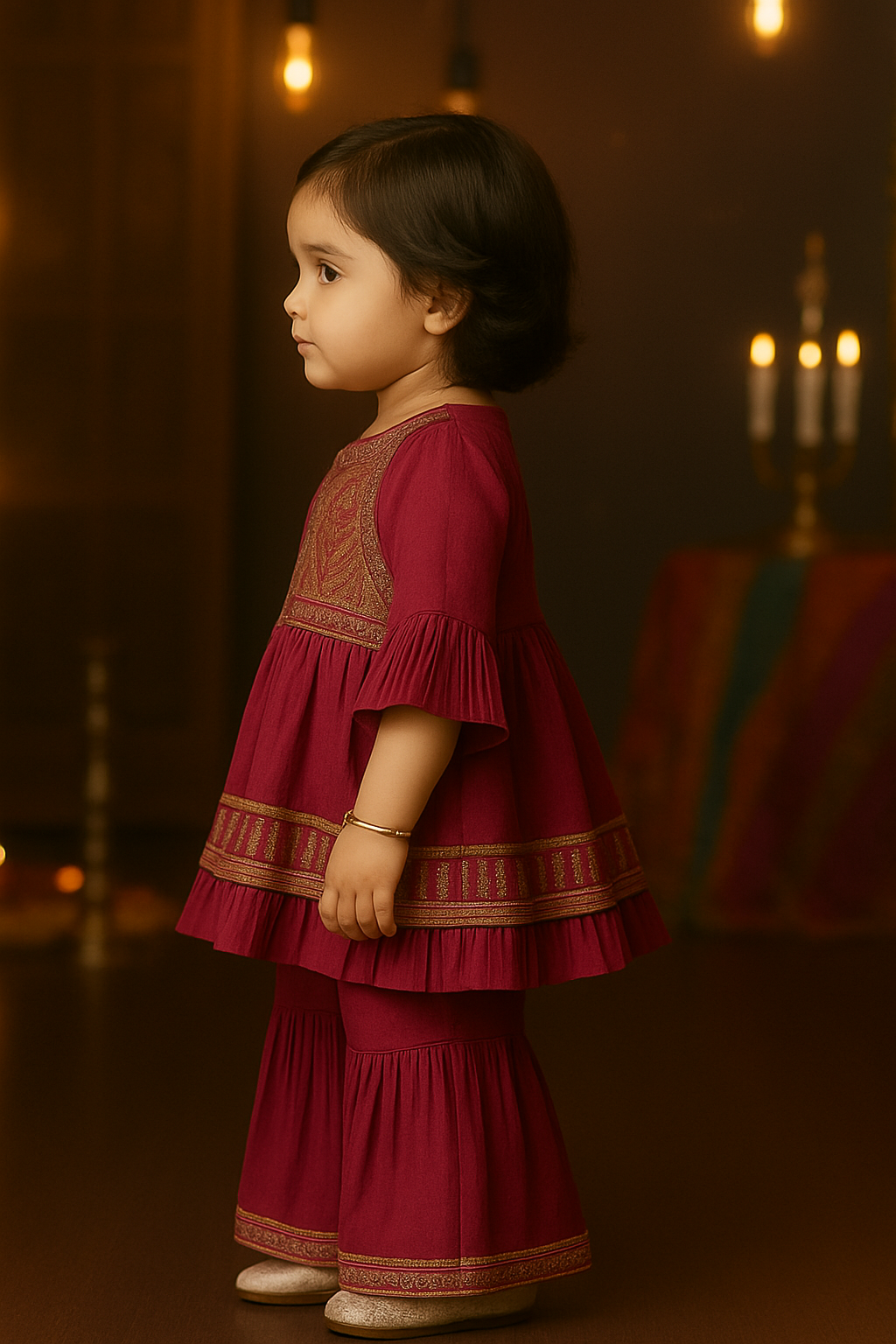 Purple Sharara Pajama Set
