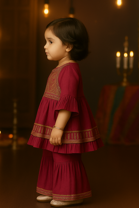Purple Sharara Pajama Set