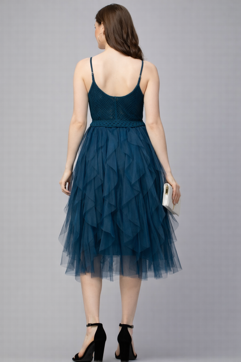 Blue A-Line Net Dress