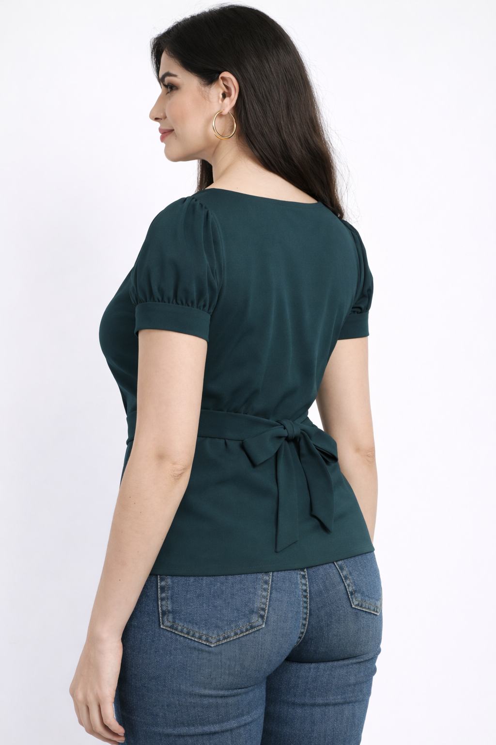 Bottle Green Cotton Blended Top