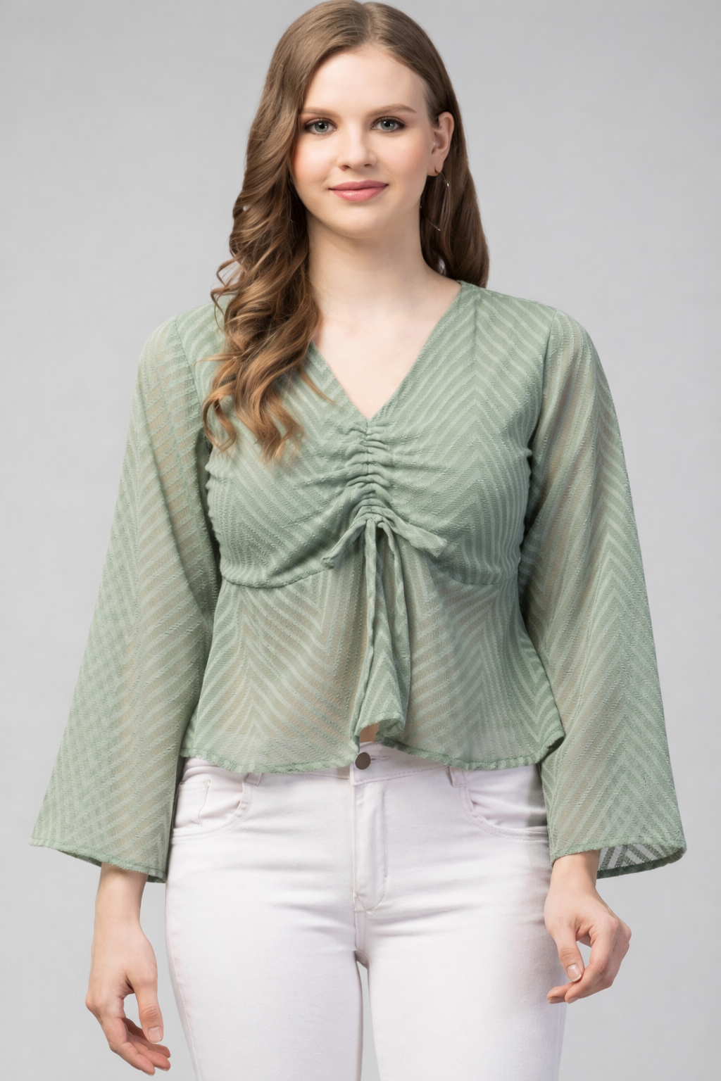 Pista Green Imported Fabric Crop Top