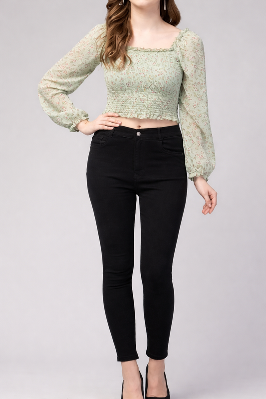 Smocking Work Crop Top