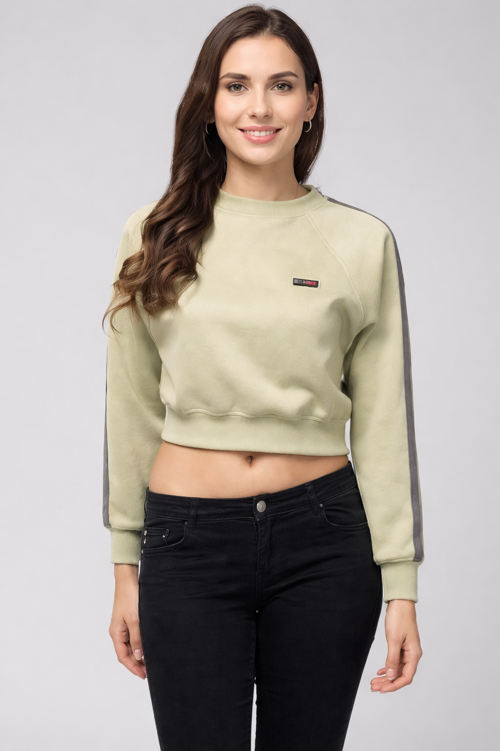Olive Green Fleece Fabric Sweat Shirt