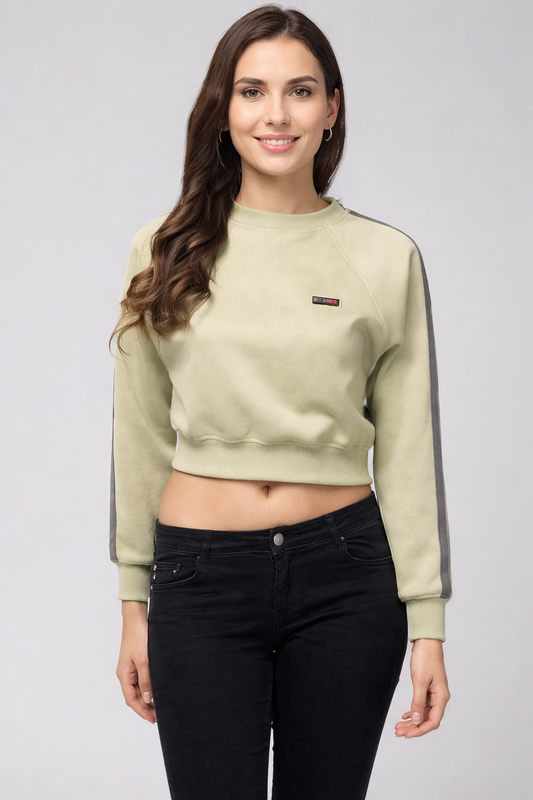 Olive Green Fleece Fabric Sweat Shirt