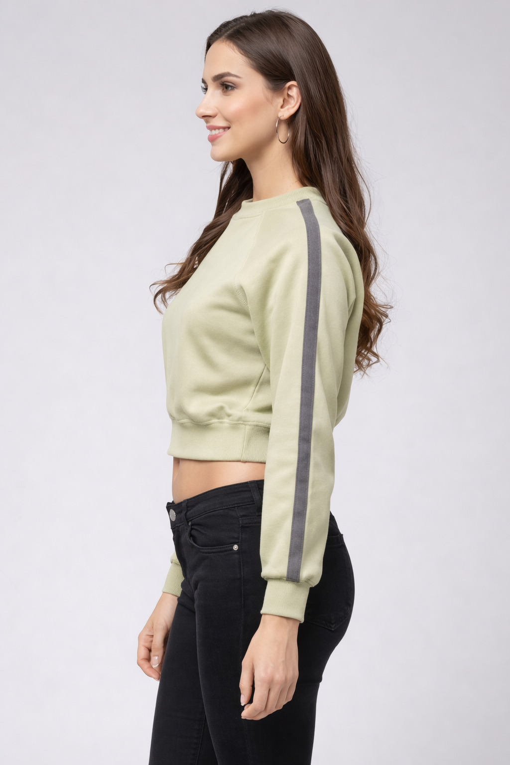 Olive Green Fleece Fabric Sweat Shirt