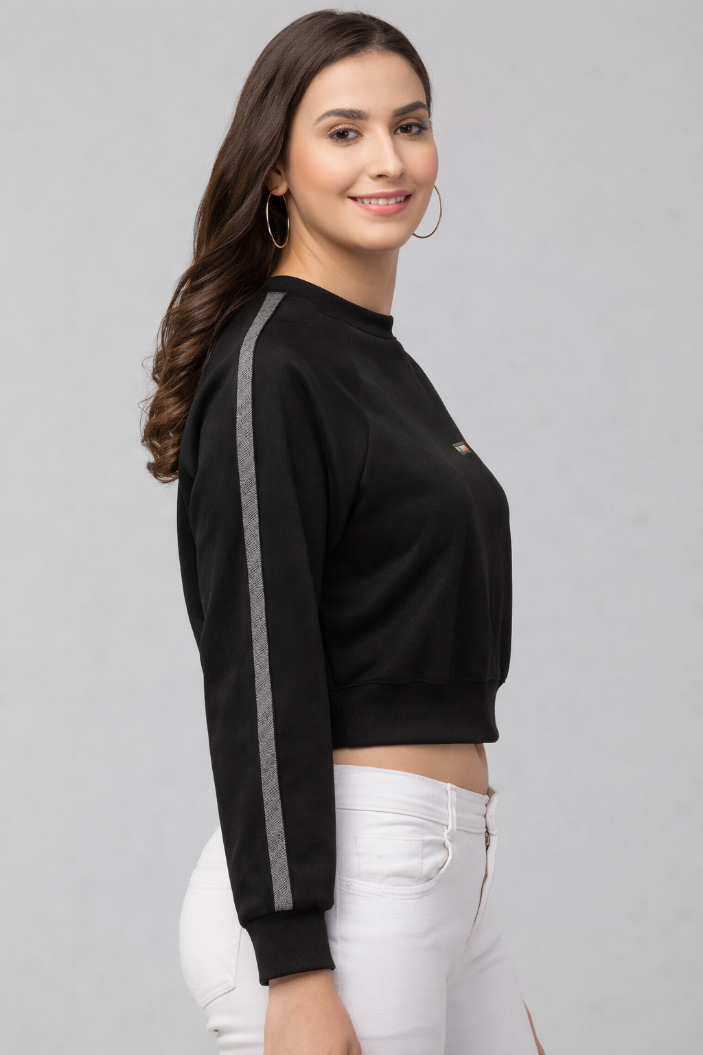 Black Fleece Fabric Sweat Shirt