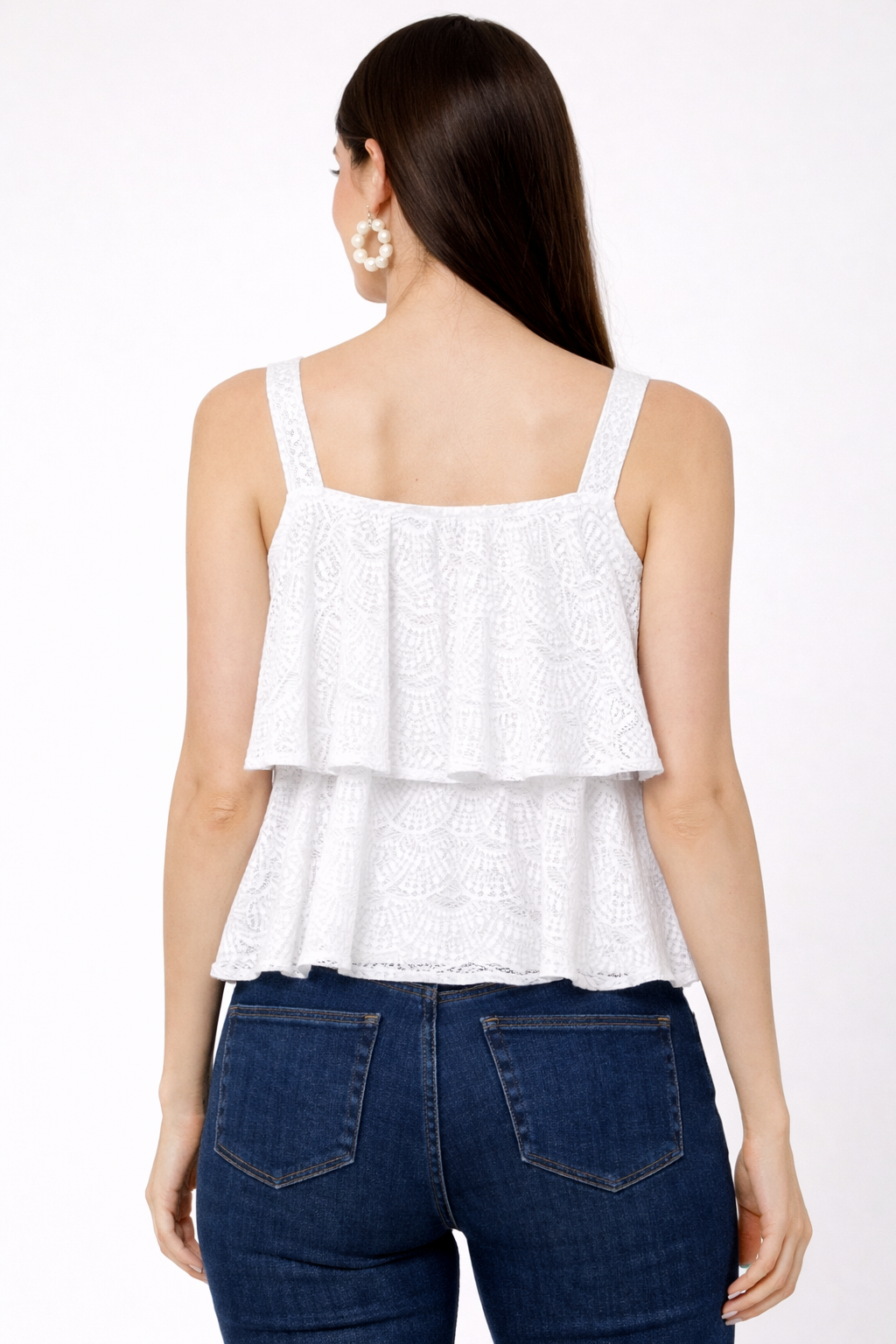 White Double Layer Net Top