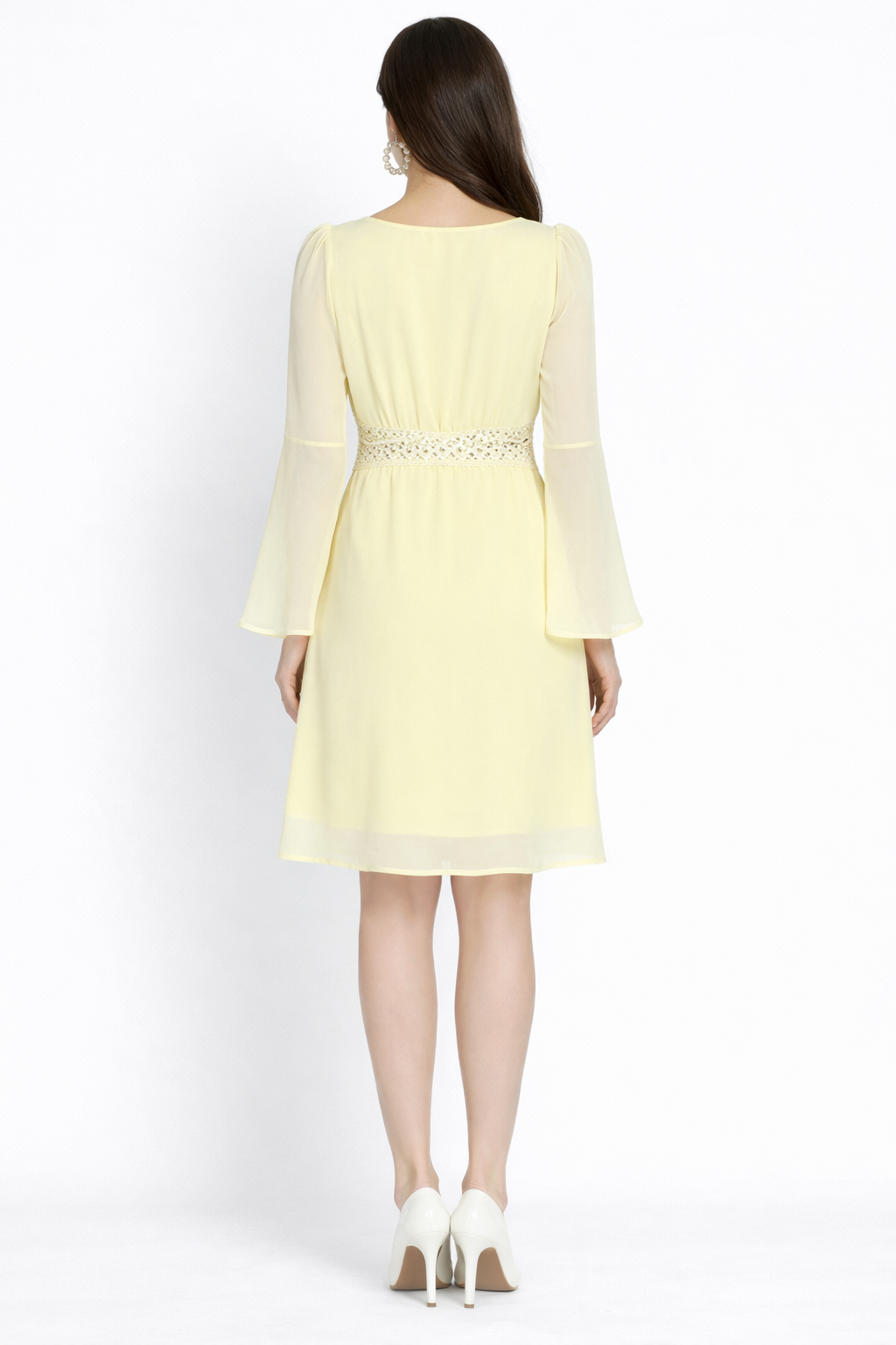 Lemon Lace Work Dress with Lining