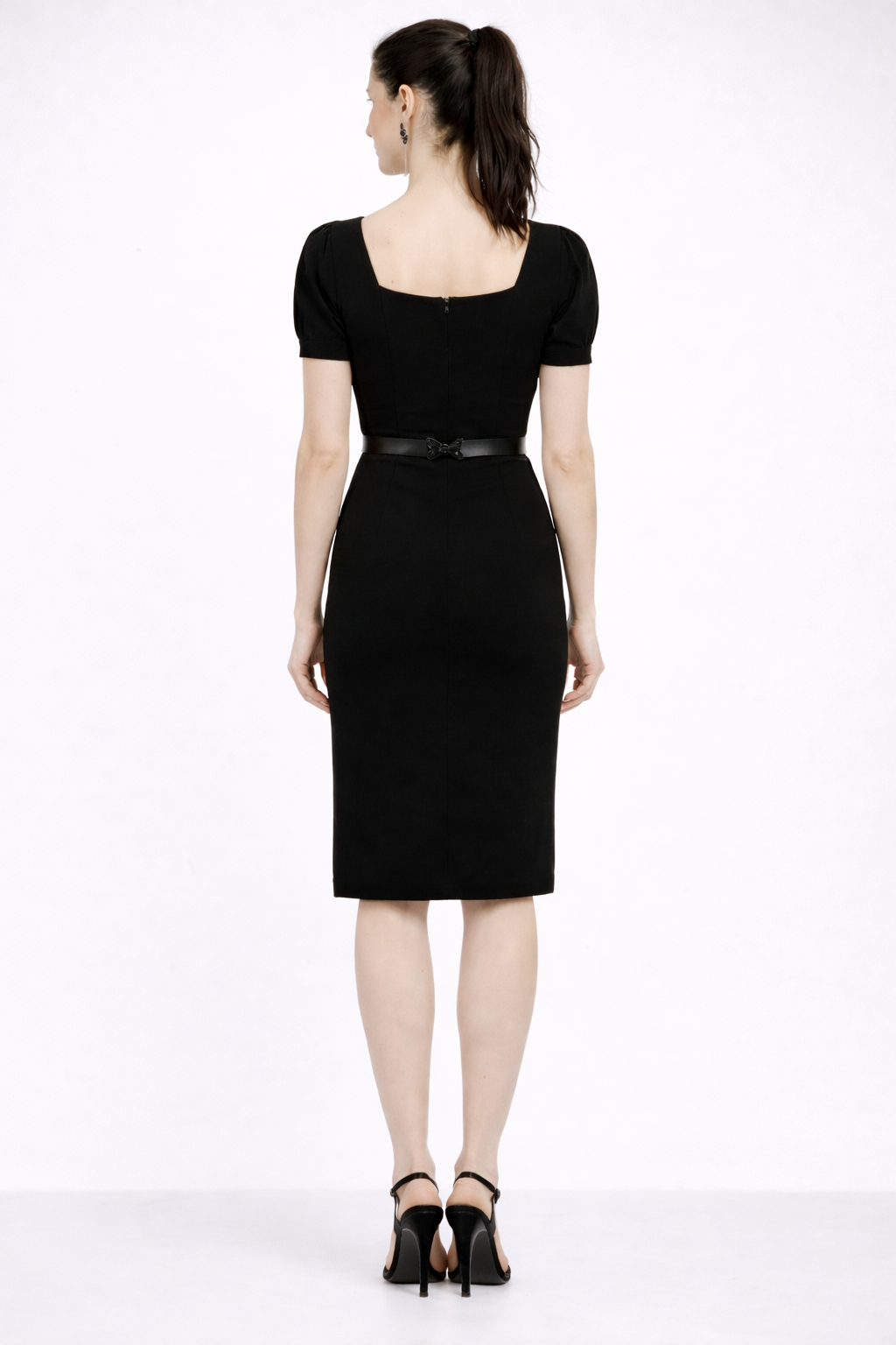Black Bodycone Dress With Belt