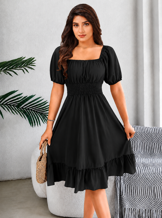 Black Square Neck Dress