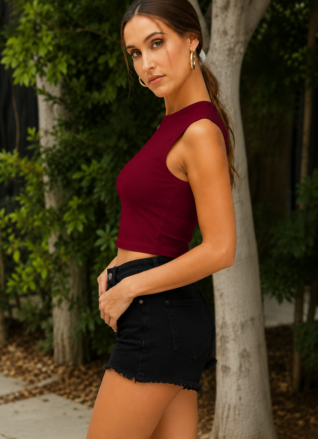 Maroon Sleeveless Top