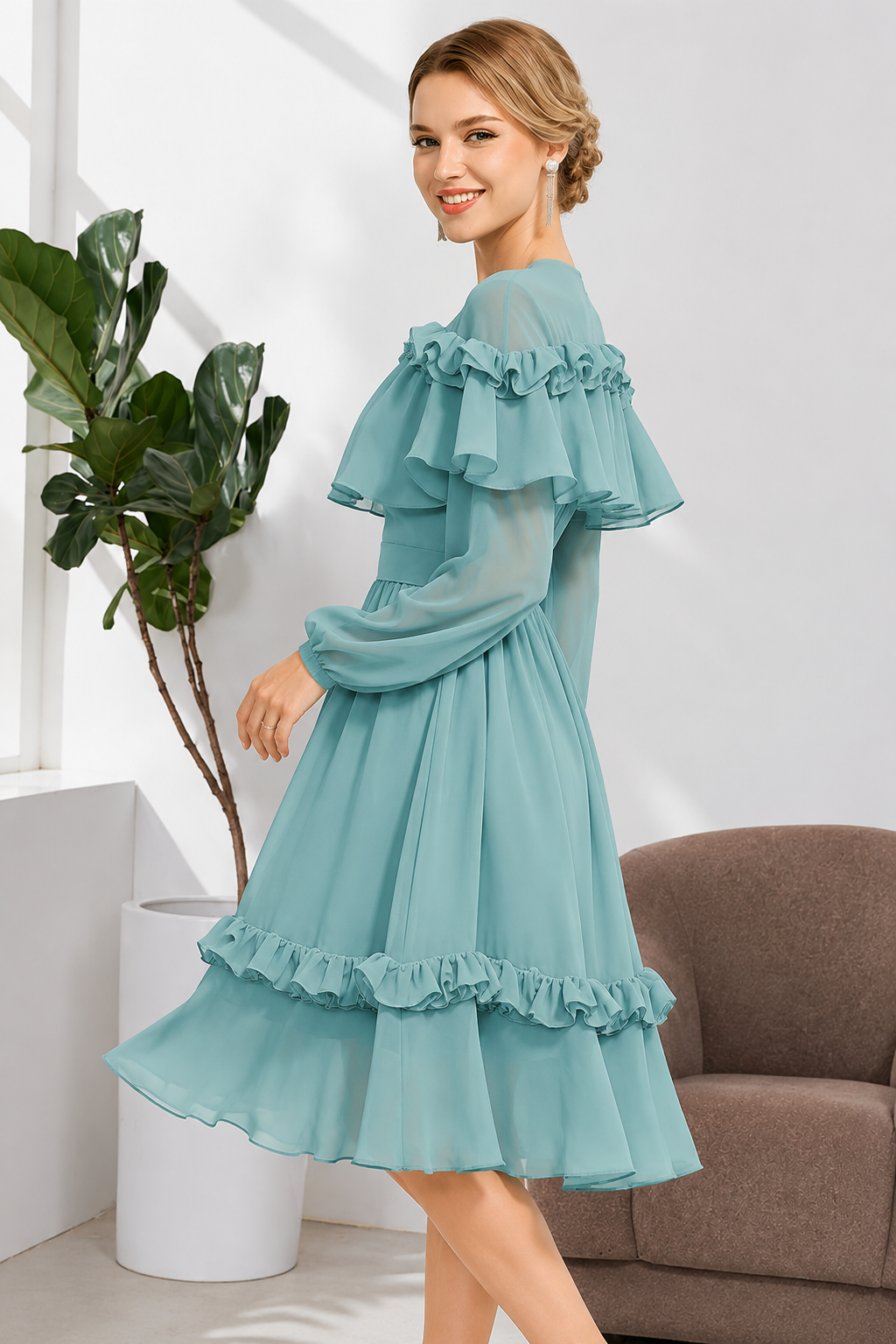 Premium Vista Fabric Sky Blue Dress