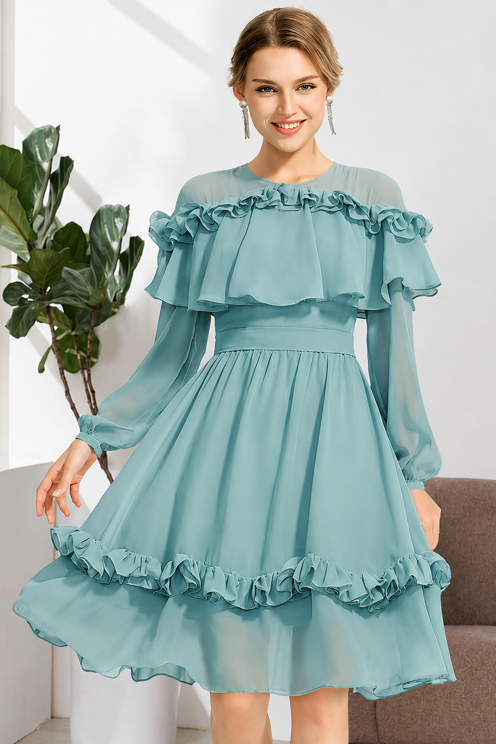 Premium Vista Fabric Sky Blue Dress