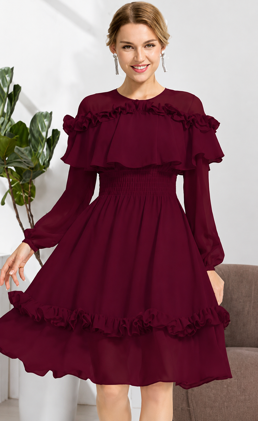 Premium Vista Fabric Wine Dress