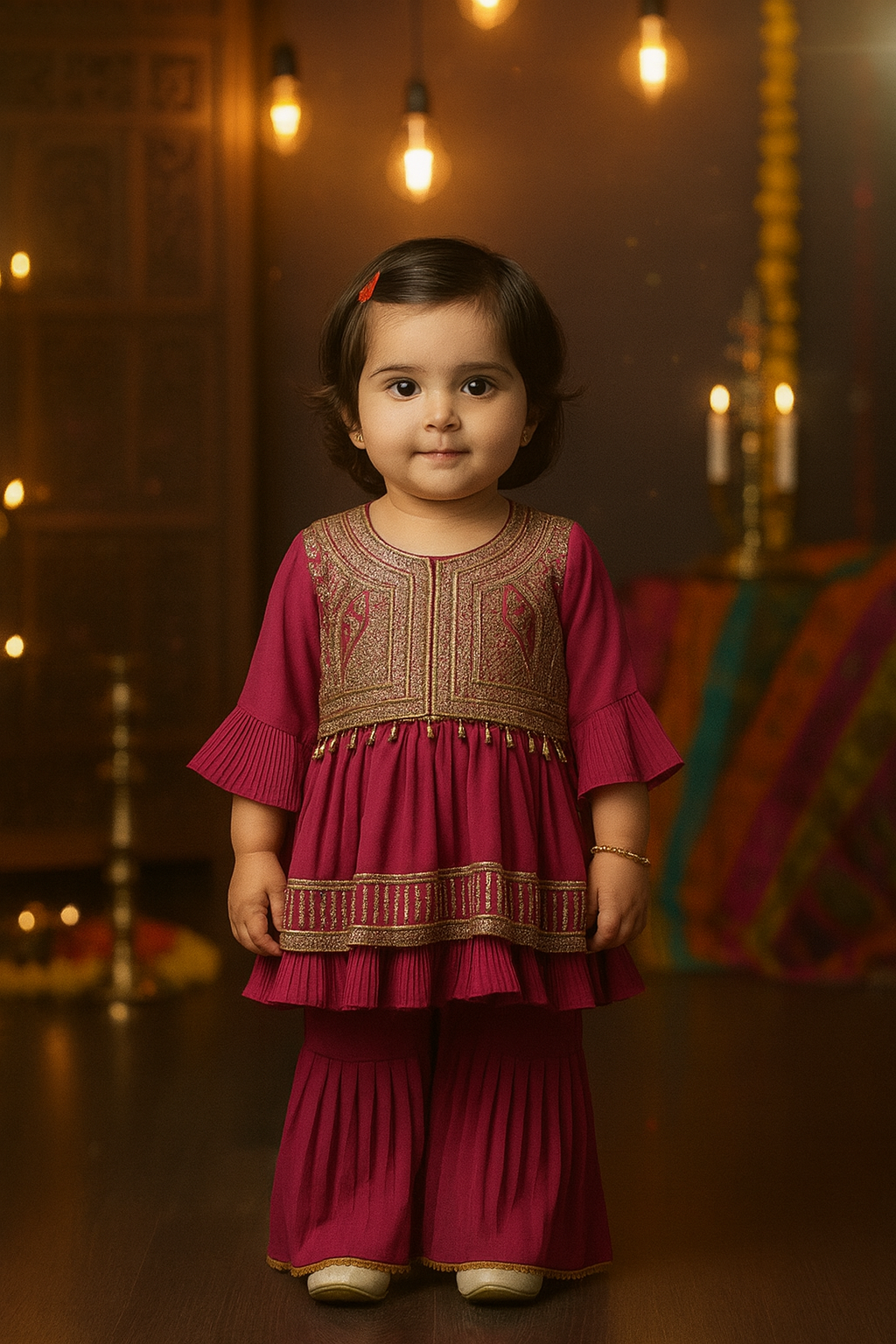 Purple Sharara Pajama Set