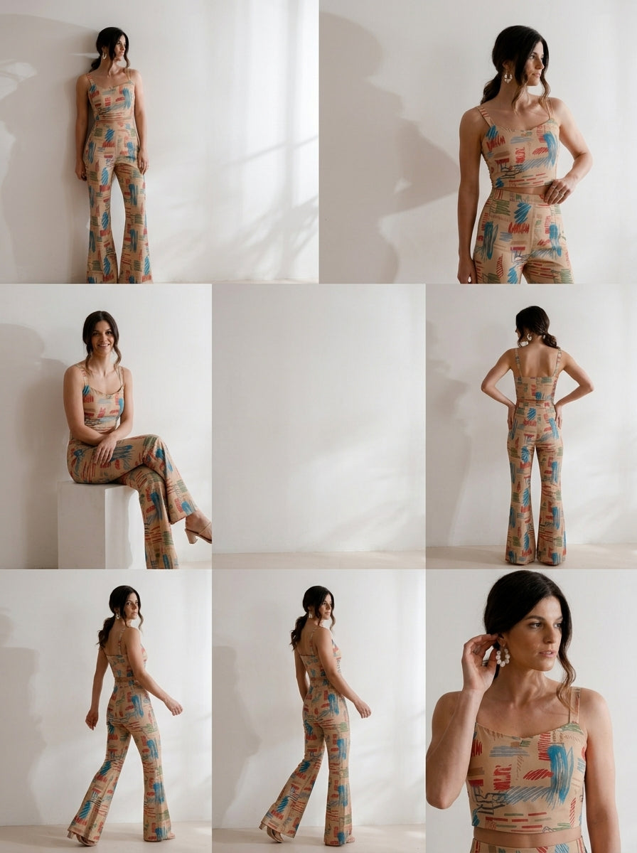 Beige Printed Co-Ord Set