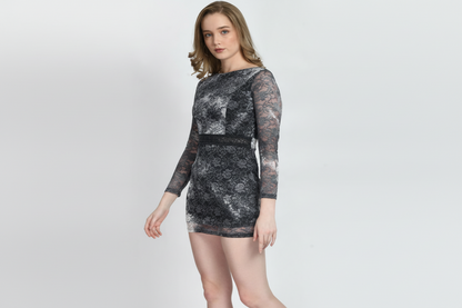 Black Lace Fabric Bodycone Dress