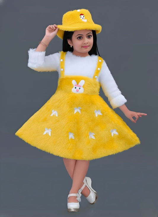 Yellow & White Bunny Dress with Hat